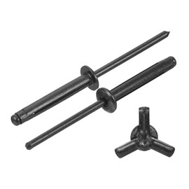 sourcing map 60Pcs 5/32"x1" Aluminum Round Head Tri Grip Rivets, Tri Grip Rivets Assortment Bulb Style Rivets for DIY, Sheet Metal, Automotive Repairs, Furniture, Marine Boat (Black)