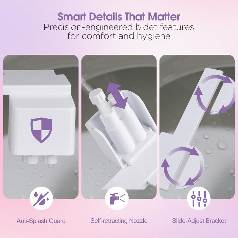 Jamini Ultra-Slim Detachable Bidet Attachment for Toilet – Non-Electric Cold