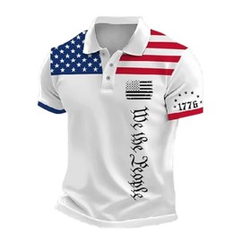 Faithgee Independence Day American Flag We The People Polo Shirt Mens Freedom Since 1776 Tshirt Patriotic Red White and Blue Tee Plus Size Summer Vacation