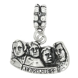 LGU Sterling Silver Oxidized Cut Out Mount Rushmore Dangle Bead Charm
