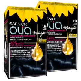 Garnier Olia Midnight Permanente Haarfarbe, 1,10, Saphirschwarz, ohne Ammoniak, zarter Duft, 2 Farbstoffe