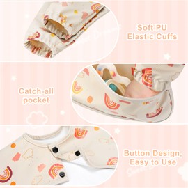 Accmor Long Sleeve Baby Bib, Full Sleeve Bib, Baby Toddler Waterproof Sleeved Bibs Smock, Machine Washable