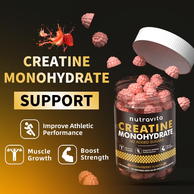 Nutravita NSF Certified Creatine Gummy - Creatine Monohydrate Gummies for