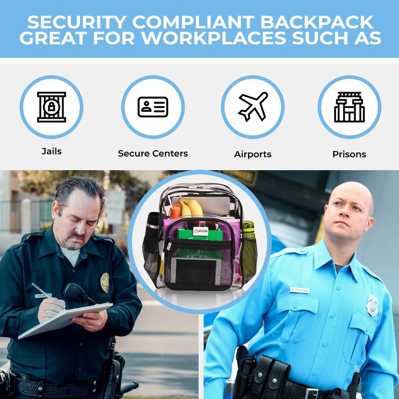 Clear Backpack Heavy Duty has TSA Lock, 2-Way Zipper. PVC