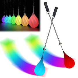 Hojalis 2Pcs LED Poi Balls, LED Poi Spinning Ball with Strobe Effect, 9 Colors Luminous Poi Juggling Balls for Beginners Kids and Adults, Play in the Dark for Dancing, Camping, Light Shows, Raves