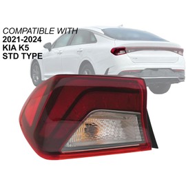 Auto Parts Avenue APA Replacement Tail Light Rear Lamp for 2021 2022 2023 2024 K5 STD Type with Light Bulbs Included Outer Driver Left Side 92401L3000 KI2804162