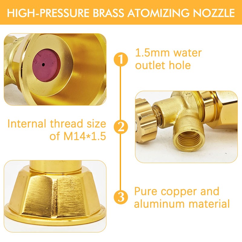 SAMIQU Brass Atomizing Nozzle - Adjustable, High-Pressure Irrigation Spray Misting