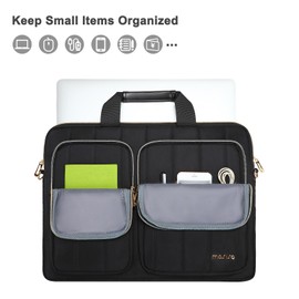 MOSISO Laptop Shoulder Bag, 15-15.6 inch Computer Bag Compatible with MacBook Pro 16 inch, HP, Dell, Lenovo, Asus Notebook, Front 2 Quilted Rectangle Vertical Zipper Pockets & Handle & Belt, Black