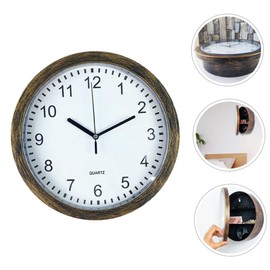 BIUDECO Vintage Wall Clock Boho Style Mute Retro Storage Safe Round Shape Home Decor