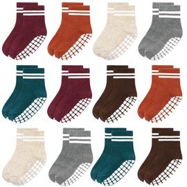 Tphon Toddler Non-Slip Gripper Socks for Kids Boys Girls (1-3 Years) 12 Pairs Anti-Skid Socks for Children Indoor Outdoor Activities