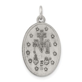 Auriga Fine Jewelry 925 Sterling Silver Antiqued Miraculous Medal Pendant (L- 0.91 Inch, W- 0.47 Inch)