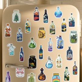 102Pcs World in Bottle Stickers, Vinyl Waterproof World in Bottle Stickers for Water Bottle Laptop Phone Helmet Guitar Skateboard, World in Bottle Stickers for Teens Kids Adult
