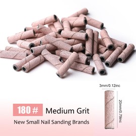 50pcs Nail Drill Bits 3mm Super Long Small Sanding Bands with Upgrade 3.1mm Mandrel Bits,Mini Cuticle Sanding Files for Acrylic Nails Manicure and Pedicure Salon Use (Pink)