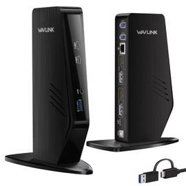 WAVLINK USB C Docking Station Dual Monitor, Dual 5K/4K@60Hz Displaylink Docking Station for M1/M2/M3/M4 Mac or Windows, 13-in-1 Laptop Dock with 2X HDMI, 2X DP, 130WPD, Gigabit Ethernet, 5X USB, Audio