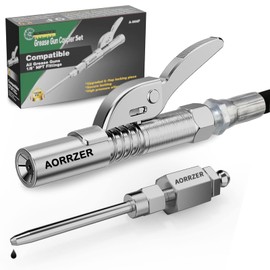 AORRZER Grease Gun Needle Tip & Grease Gun Coupler Set,Upgrade Narrow Needle Dispenser for Grease Gun, Grease Zerk Fittings Compatible with All Grease Guns 1/8" NPT Threads