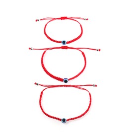 Caiyao 2-3Pcs Matching Evil Eye different Size Adjustable Braided Lucky Red String Bracelets for Family Set Mommy and Me set Kabbalah Protection Lucky Bracelet
