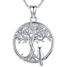 Tree of Life Necklace, Sterling Silver 925, Tree of Life Pendant Chain for Women, Tree of Life Jewellery, Gifts for Women, Girls, Mum, Sterling Silver, No Gemstone