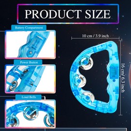 16 Pack LED Tambourines Light Up Tambourine Bulk Musical LED Tambourine Toys Colorful Handheld Tambourines Glow in The Dark for Wedding Party Favors Percussion Instrument