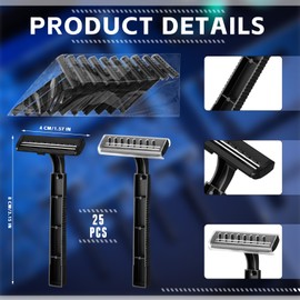 Jutom 25 Pcs Twin Blade Disposable Razors Bulk with Safety Cap Stainless Steel Shaving Razors Bulk Multipurpose Portable for Men Women Bathing Hotel Travel Camping Charity Apartment
