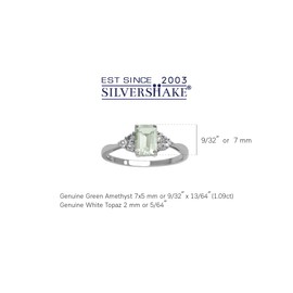 Silvershake 1.09ct. Natural Green Amethyst and White Topaz 925 Sterling Silver Engagement Ring Size 12