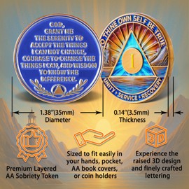 Leafence Sunshine Seaside Lighthouse Sobriety Coin Commemorative Coin Recovery Addiction NA AA Chips and Medallions Narcotics Alcoholics Anonymous Gifts (Sunshine Seaside Lighthouse, 1 Year)
