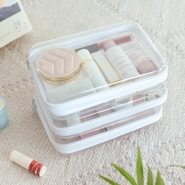 6PCS Clear Hard Shell Zipper Case,Portable Cosmetic Bag with Zipper,Kid's Toy Storage Organizer Bins,Hard Plastic Case,Clear Bags for Organizing