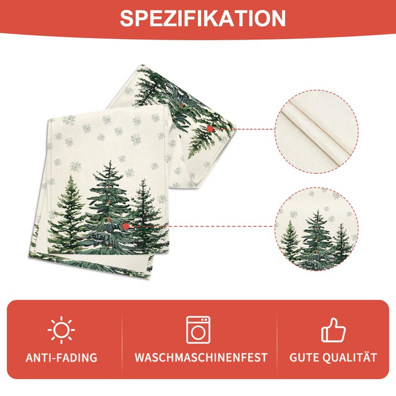 Artoid Mode Pine Tree Snowflake Christmas Table Runner, Seasonal Winter