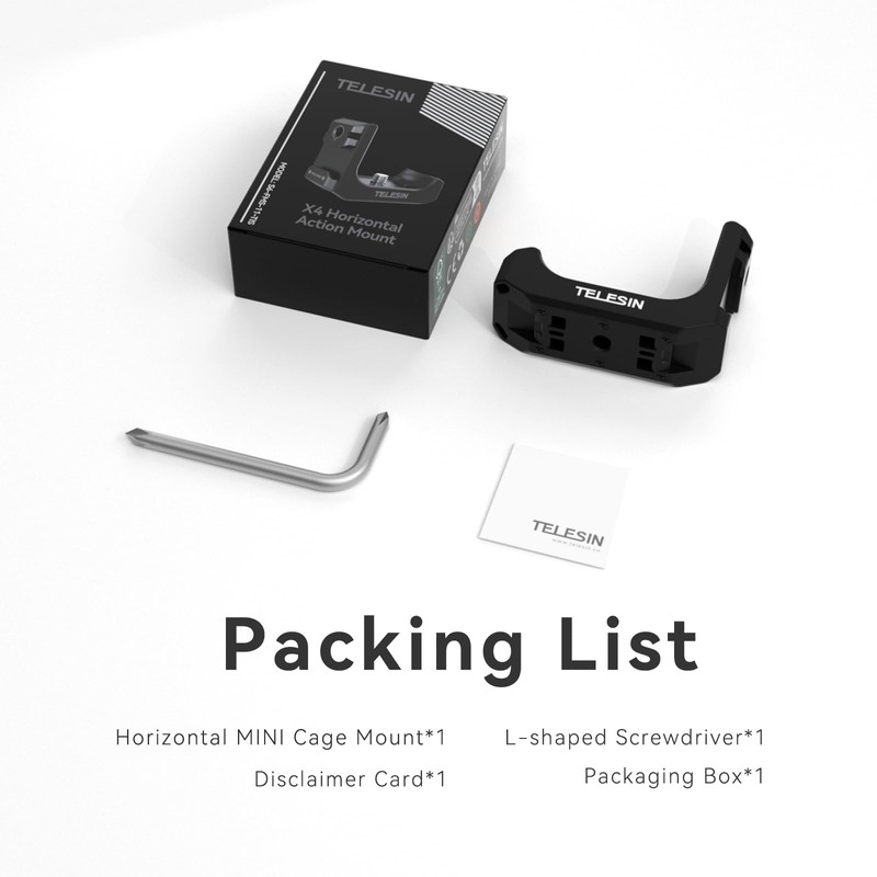 TELESIN Aluminum Alloy Mount L-Bracket for Insta 360 X4, 90°