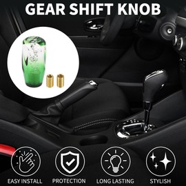 TUCKBOLD Car Shift Knob 10cm | Front Shift Lever Knob Universal for Automatic and Manual Vehicle Acrylic Clear Green with 2 Adapter 1 Set