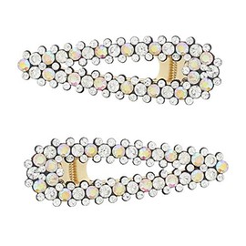 Zac's Alter Ego Pair of 7.5cm Colourful Diamante Stone Covered Gold Base Hair Clips