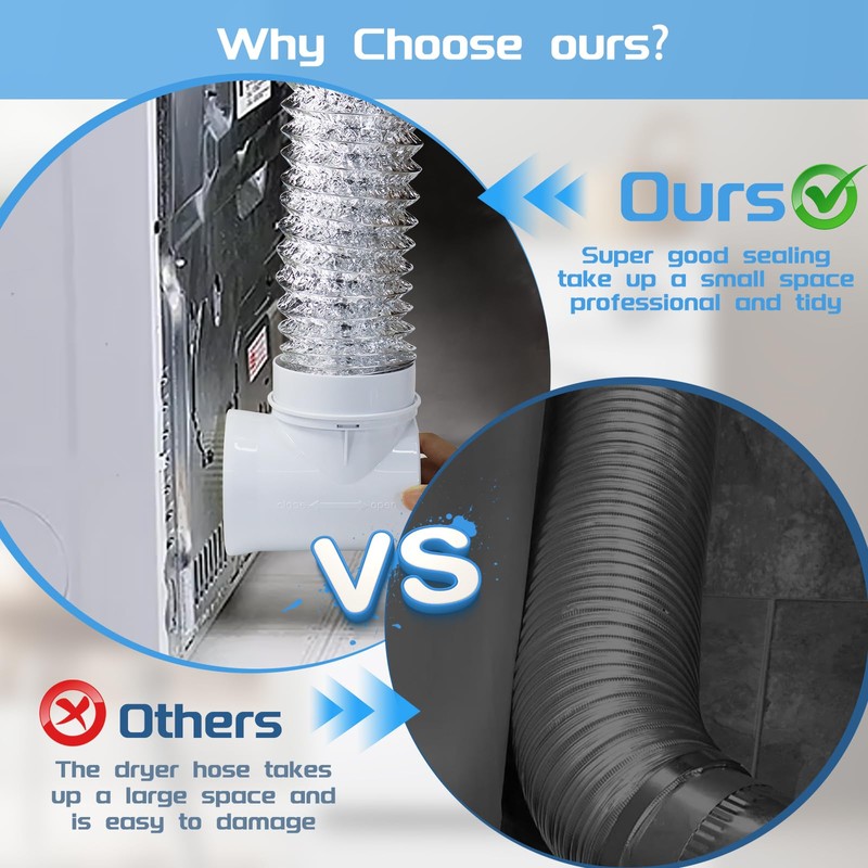 Dryer Vent Hose For Tight Space,90 Degree Dryer Vent Elbow+10ft