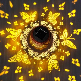 Solar Lanterns Outdoor Waterproof, AOSITE 2 Pack Butterfly Hanging Solar Lights Lantern Metal Solar LED Lantern Outdoor Decorative Gifts for Women Men, Garden Decor Lantern for Patio Yard Front Porch