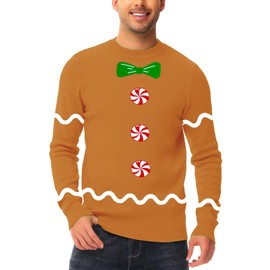 AOBUTE Big and Tall Ugly Sweater for Adult Mens Christmas Gingerbread Costume Pullover Casual Festive Party Knitted Jumper XXL