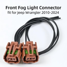 2PCS Front Fog Light Connector Harness fit for Jeep Wrangler 2010-2024, Pigtail Plug Wiring Harness