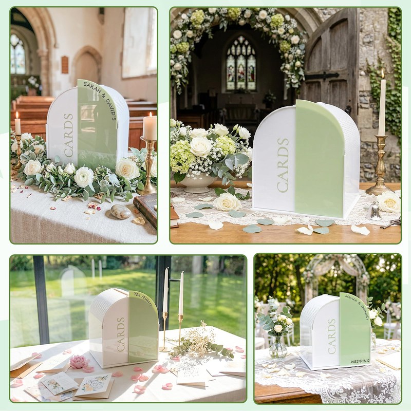 OurWarm White Arched Wedding Card Boxes for Reception, Acrylic Card