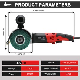 Burnishing Polishing Machine, 1200W 110V Polisher Sander Burnishing Polishing Tools Set with 4PCS Non-woven Burnishing Wheels (80# 120# 240# 320#) for Polishing Metal Stripping Paint and Sanding Wood