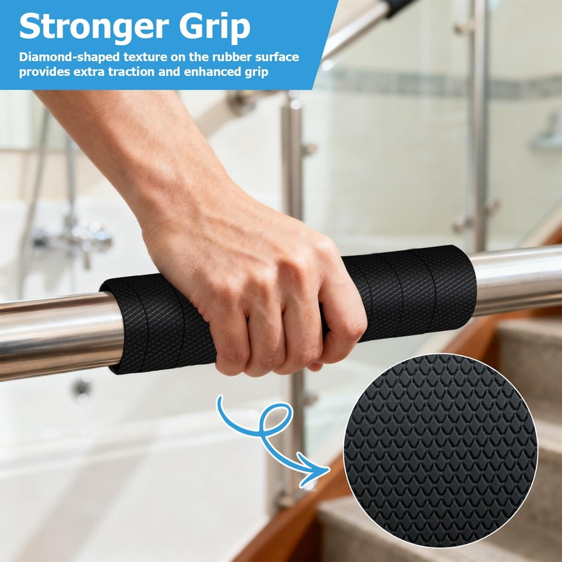 Ultra-Thin Rubber Grip Tape for Handles Strong Adhesive, Black 1In