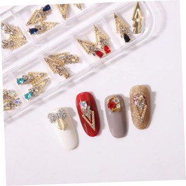 Healvian 24pcs Unique Arrow Shaped Nail Gems Rhinestone Charms for DIY Nail Art Bling Manicure Charms