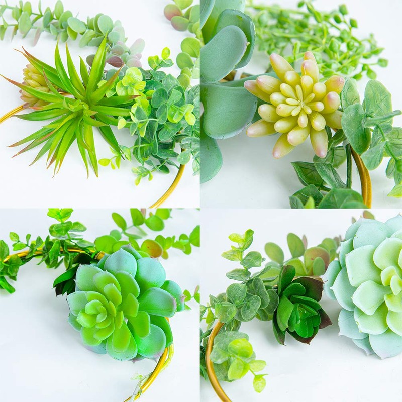 SWTHONY Artificial Succulent Wreath Set 3 Pieces Chin Color Geometric