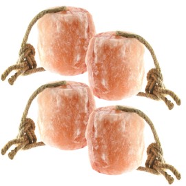 UMAID Himalayan Salt Lick 6 lbs. on Rope for Horses, Deer, Goats, Cow, Sheep, Cattle, Alpacas, and Livestock – Mineral Horse Treats, Natural Himalayan Rock Salt Block for Deer and Horses, 4 Pack