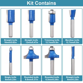 WAIZHIUA 15Pcs Router Bit Set 1/4 inch Shank Tungsten Carbide Tipped Milling Cutter Power Tools Accessories Kit with Box for Handwork and DIY
