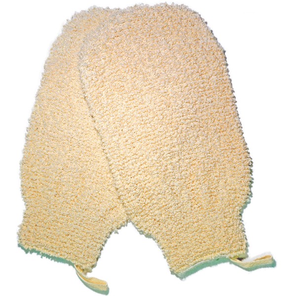 2 manoplas de algodón de rizo exfoliante para baño, spa, ducha, lufa y frotar, ideal para el cuidado de la piel en el baño, antienvejecimiento