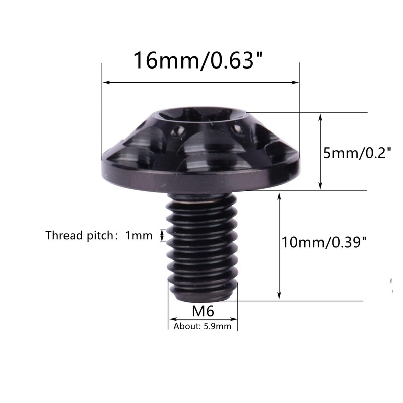 UHDFBDHF Titanium Bolt M6 Torx Head T40 Screws for Bicycle,