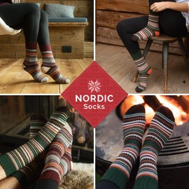 NORDIC Socks 2 Pairs of Merino Wool Socks for Men and Women, Winter Socks, Warm Socks, Soft and Comfortable, aspen