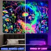 Invoibler Blacklight Skull Tapestry UV Reactive Fantasy Skeleton Tapestries Glow