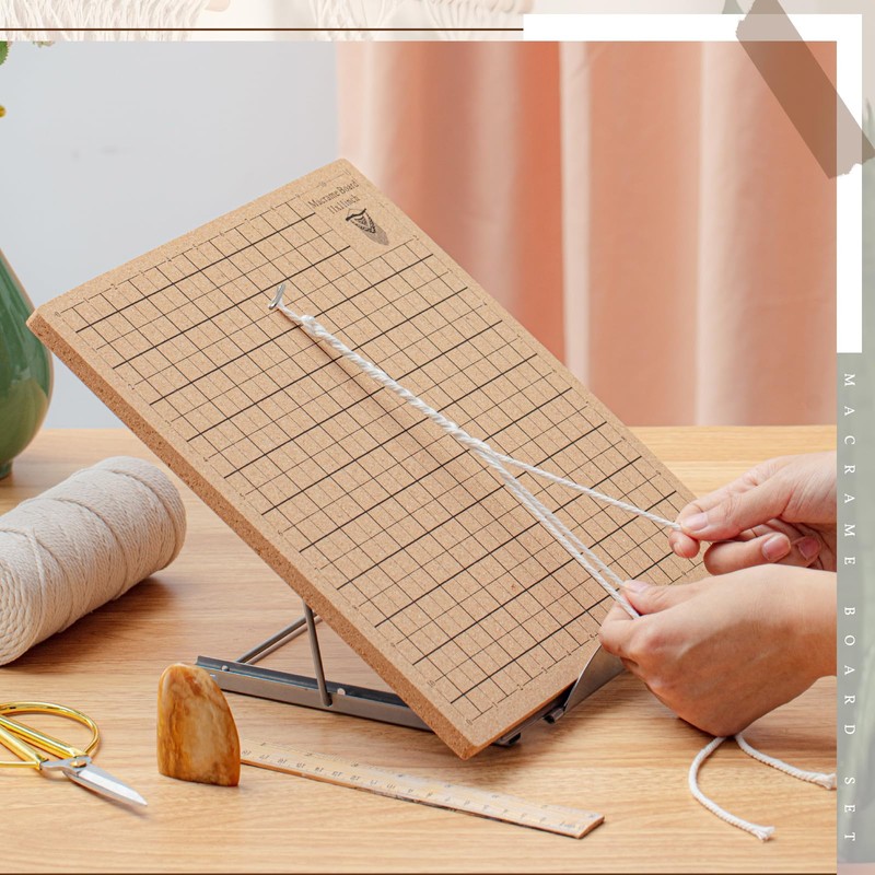 Tandefio 104 Pcs Macrame Board and Metal Adjustable Holder with