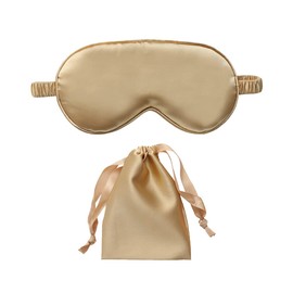 Faux Silk Sleep Eye Mask Comfortable Eyes Cover Soft Eye Shades Travel Sleeping Mask with Storage Pouch for Full Night Sleep Nap Gold