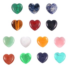 Hazrcvr Heart Stones Set of 14 Heart Gemstones Set Heart Pendant Heart Lucky Charm Heart Stone Decoration Crystal Stones Heart Shaped Crystal Heart Pendant Lucky Stone for Decoration Crafts