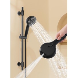 KES High Pressure 9 Functions Adjustable Handheld Shower Head with 30-Inch Shower Slide Bar & 59-Inch Hose, Built-in Power Wash to Clean Tub Tile & Pet, Wall Mount Matte Black 18/8 Stainless Steel