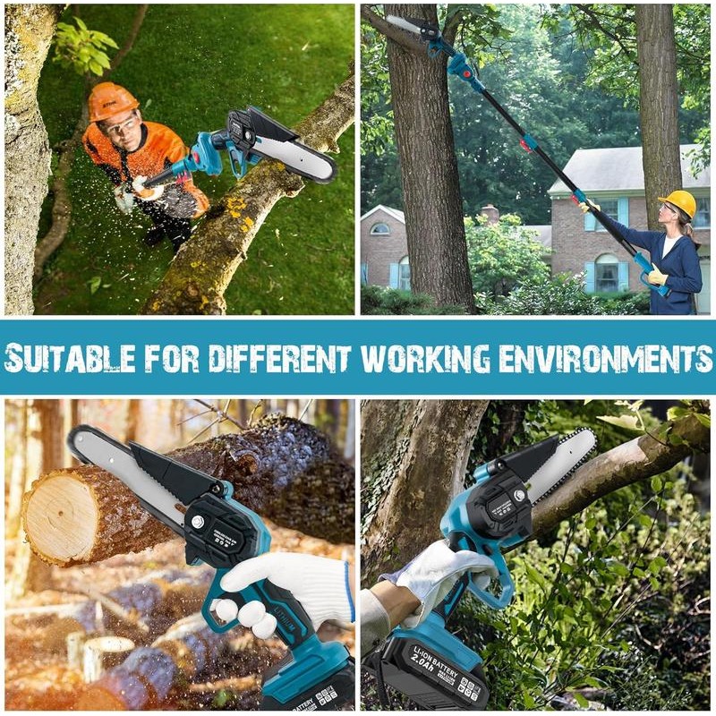 2-IN-1 Cordless Pole Saw & 6'' Mini Chainsaw, 2 Pack